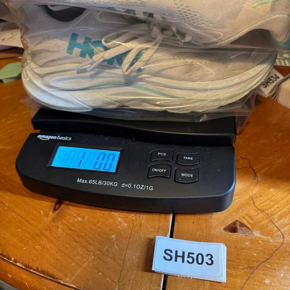 Hoka Womens Clifton 10 7.5 White Blue Athletic Shoes 1162031WTCL